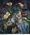 Amantes con flores contemporáneo Marc Chagall